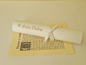 Tuba introligatorska biała A3 -  6x33cm - napis W DNIU ŚLUBU