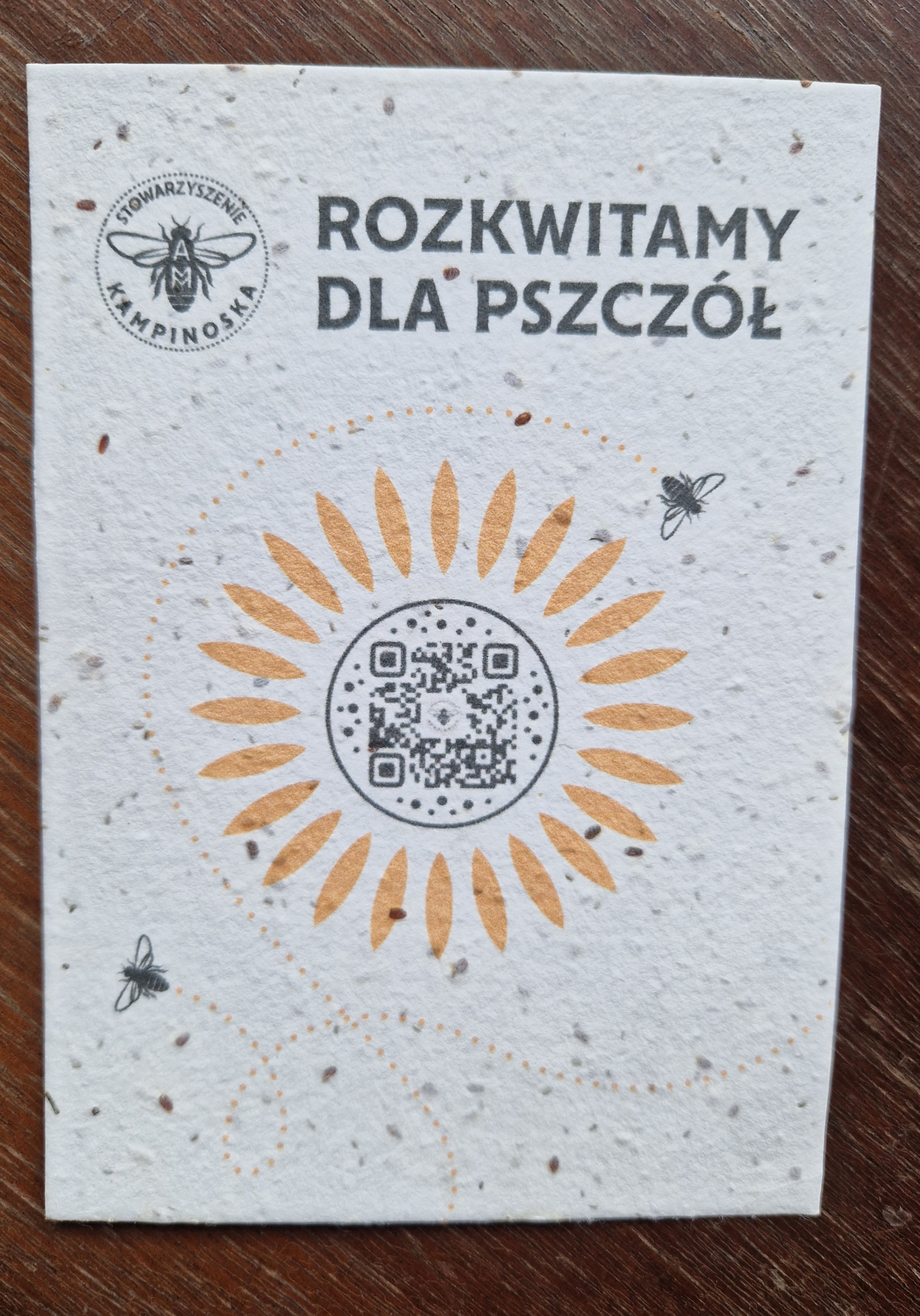 Ulotka siewna na papierze z nasionami kwiatów - wsparcie dla pszczół