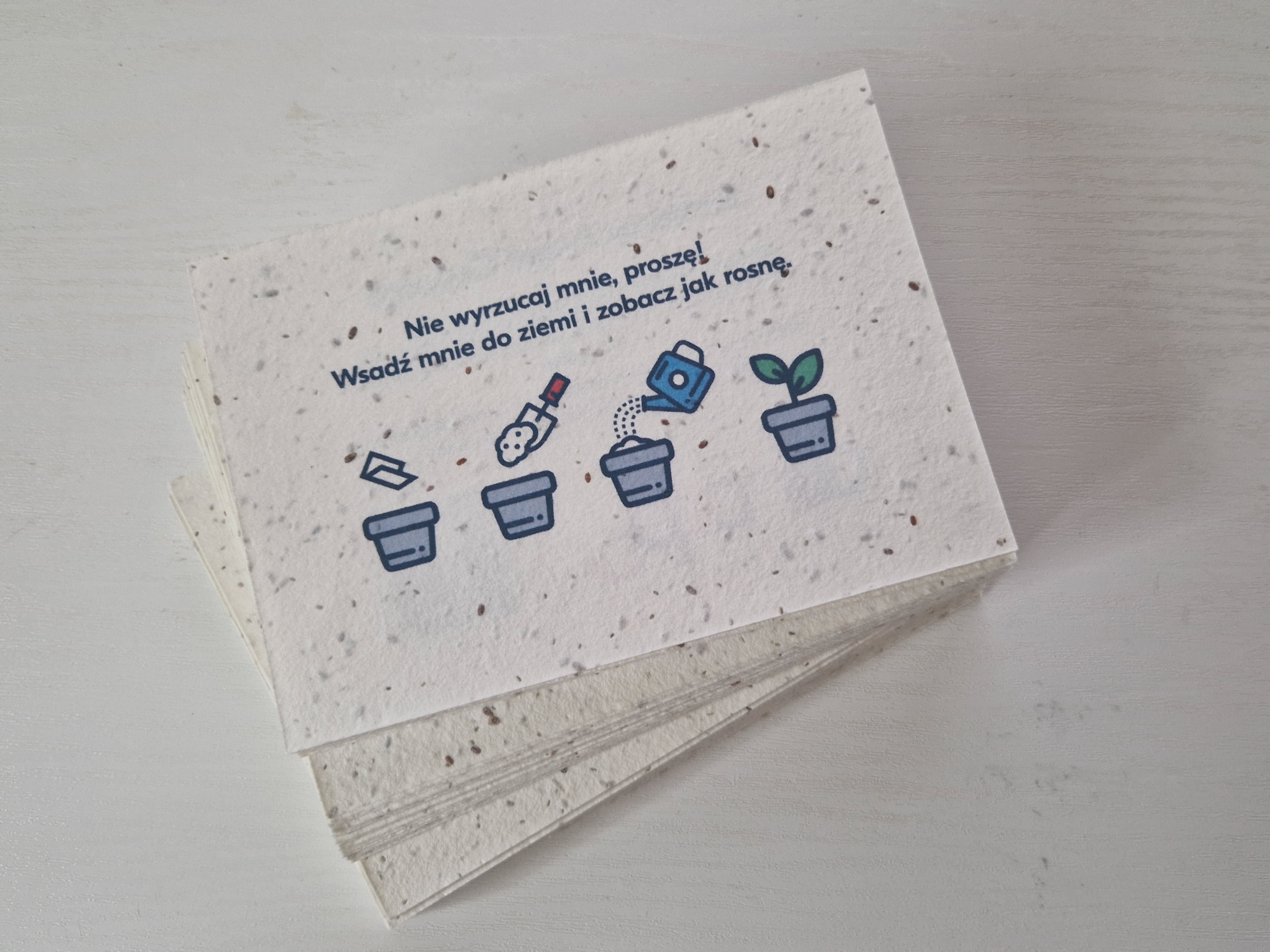 Rosnąca ulotka - kolorowy wydruk na papierze czerpanym z nasionami